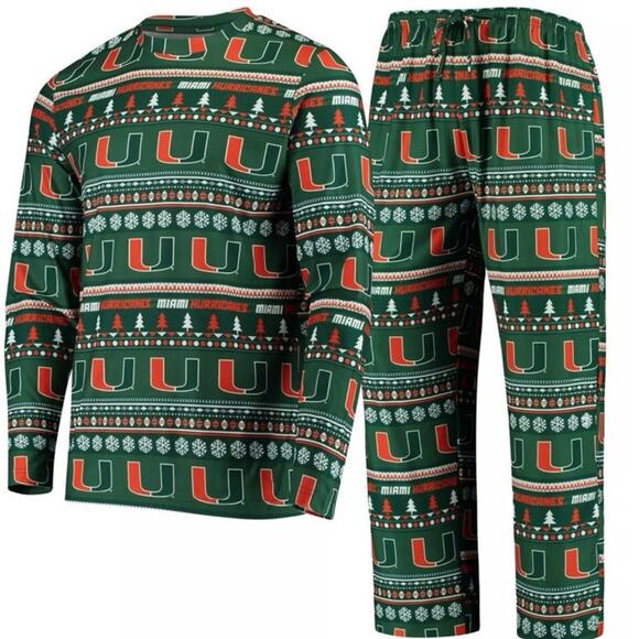 University of Miami Hurricanes Men's Concepts Sport Ugly Sweater fit Pant nwot - Picture 1 of 6